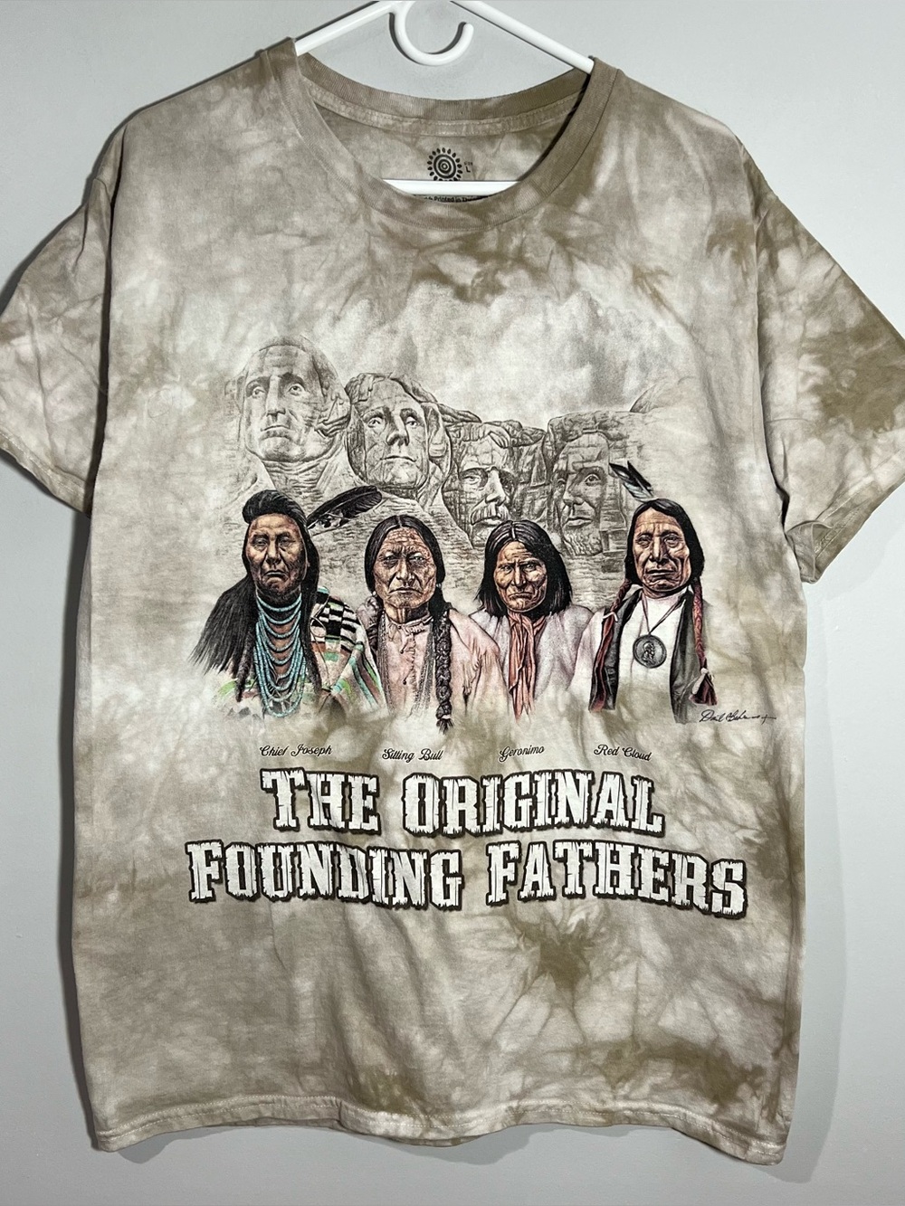 The Mountain The Original Founding Fathers Beige Tie Dye T-Shirt Mens Large